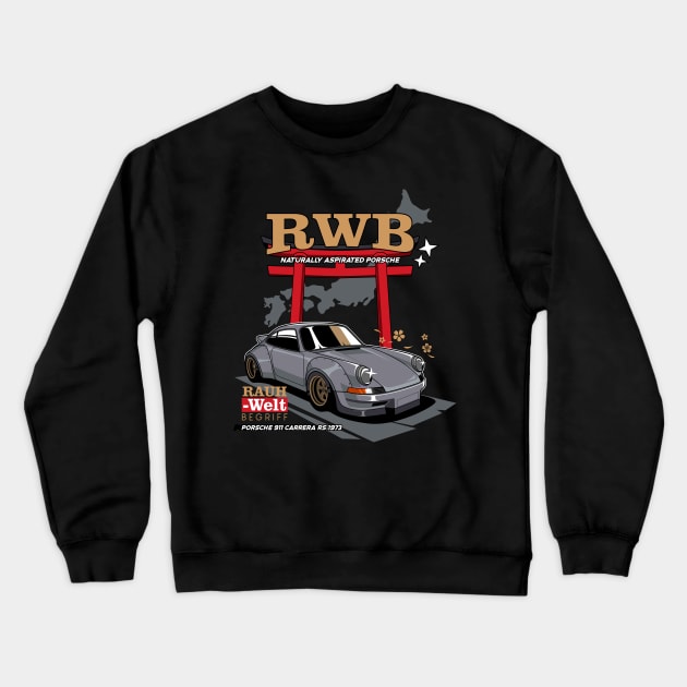 Porsche 911 72 RWB Crewneck Sweatshirt by kucingtertawa